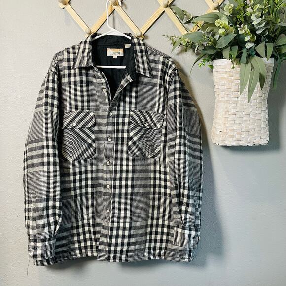 Squaw Valley Sportswear Quilted Wool Blend Flannel Button Up 1x WMNS Lined Shirt